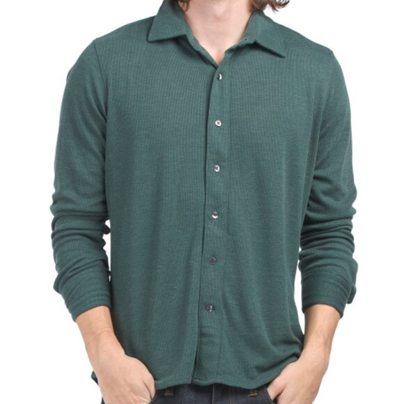 NEW BONOBOS Merino Wool Blend Hybrid Shirt heather Spruce for men 362tn
